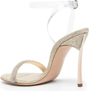 Casadei Hohe Schuhe - Transparent High Heel Sandals With Glitter Finish - Gr. 39 (EU) - in Beige - für Damen
