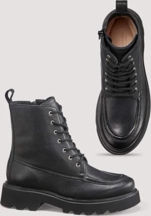 hessnatur Damen Schnürboots aus chromfrei gegerbtem Leder - schwarz - Größe 38