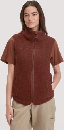 hessnatur Damen Wollfleece Weste Regular aus Merinowolle - braun - Größe L