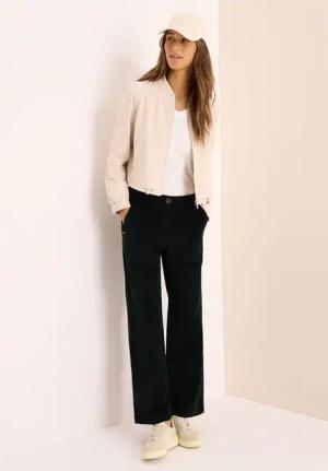 Cecil Damen Wide Leg Cordhose in Grün, Gr: 25