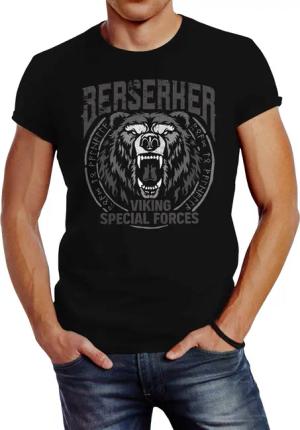 Neverless Print-Shirt Herren T-Shirt Berserker Bär