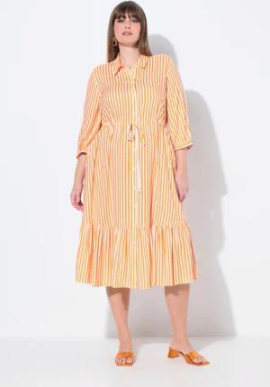 Ulla Popken Hemdblusenkleid Hemdblusenkleid Streifen Hemdkragen