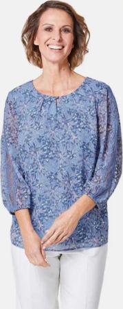 GOLDNER Klassische Bluse Chiffonbluse mit farbbrillantem