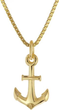 trendor 28958 Anker-Anhänger Gold 333/8K mit Vergoldeter Silberkette
