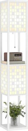 HOMCOM Stehlampe moderne Stehleuchte mit Regalen,