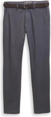 TOM TAILOR Herren TTTRAVIS Slim Chino mit Gürtel, grau, Uni, Gr. 34/36