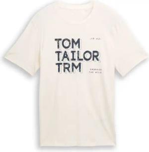 TOM TAILOR Herren T-Shirt mit Print, braun, Uni, Gr. M