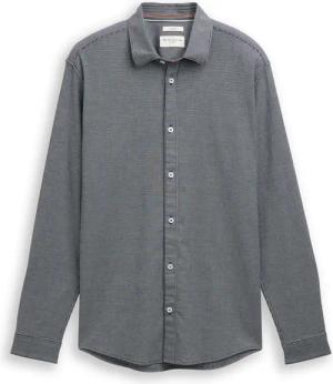 TOM TAILOR Herren Slim Fit Hemd mit Stretch, blau, Meliert, Gr. L
