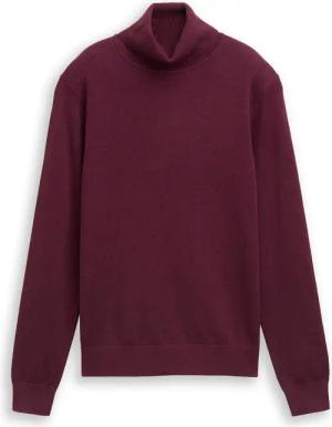 TOM TAILOR Damen Basic Rollkragenpullover, rot, Uni, Gr. XL