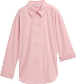 TOM TAILOR Damen Loose Fit Popeline Hemdbluse, rosa, Uni, Gr. 42