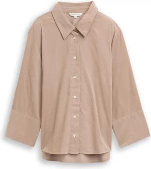 TOM TAILOR Damen Loose Fit Hemdbluse aus Cord, grau, Uni, Gr. 34