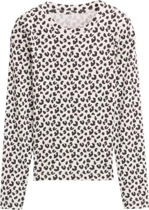 TOM TAILOR Mädchen Ripp Langarmshirt mit Leo-Print, schwarz, Animalprint, Gr. 164