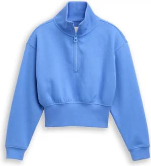 TOM TAILOR Mädchen Cropped Troyer Sweatshirt, blau, Uni, Gr. 164
