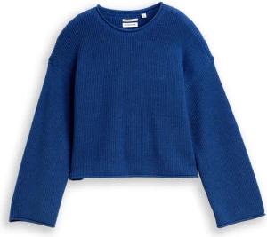 TOM TAILOR Mädchen Cropped Strickpullover, blau, Uni, Gr. 128