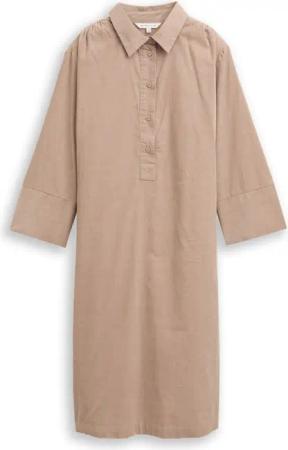 TOM TAILOR Damen Cordkleid mit Kragen, grau, Uni, Gr. 34