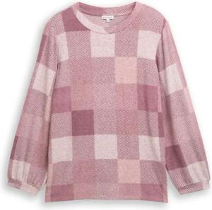 TOM TAILOR Damen Plus Size - Langarmshirt mit Muster, rot, Kariert, Gr. 48