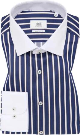 MODERN FIT Hemd in dunkelblau gestreift