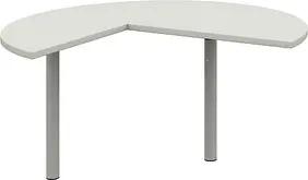 röhr Anbautisch höhenverstellbar Techno weiß, silber freiform 130,0 x 128,0/65,0 x 68,0 - 82,0 cm