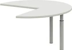 röhr Anbautisch höhenverstellbar Techno weiß, silber freiform 130,0 x 128,0/65,0 x 68,0 - 82,0 cm