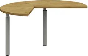 röhr Anbautisch höhenverstellbar Techno hickory-eiche, silber freiform 130,0 x 128,0/65,0 x 68,0 - 82,0 cm