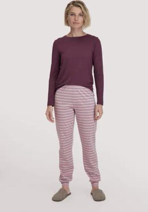 hessnatur Damen Schlafhose PURE COTTON aus Bio-Baumwolle - lila - Größe 36