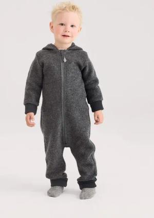 hessnatur Baby Walkoverall aus Bio-Merinowolle - grau - Größe 98/104
