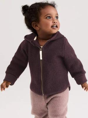 hessnatur Baby Walkjacke aus Bio-Merinowolle - braun - Größe 74/80