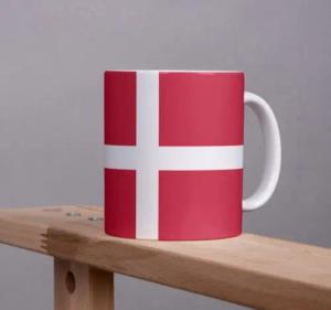 Tinisu Tasse Dänemark Kaffeetasse Flagge Pot