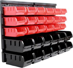 TRUTZHOLM Wandregal Stapelboxen Wandregal 31tlg rot/schwarz