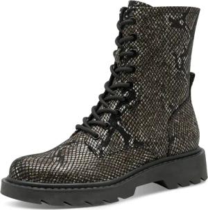 Tamaris Schnürstiefelette, Blockabsatz, Schnürboots im trendigen Snake-Look