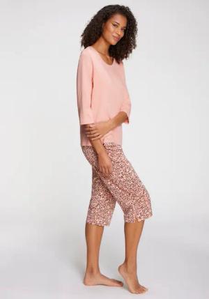 VIVANCE DREAMS Damen Capri-Pyjama rosa-schwarz-gemustert Gr.40/42