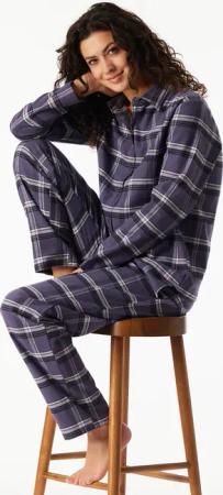 Pyjama lang Flanell indigo kariert - Selected Premium Warming 40