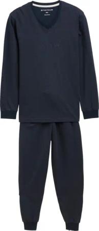 TOM TAILOR Herren Ripp Pyjama-Set, blau, Uni, Gr. 50