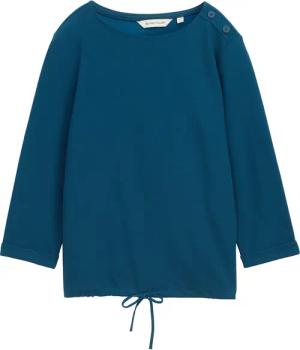 TOM TAILOR Damen Langarmshirt mit Knopf-Details, blau, Uni, Gr. M
