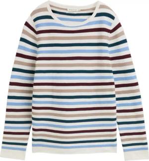TOM TAILOR Damen Strickpullover aus Bio-Baumwolle, blau, Gestreift, Gr. XS