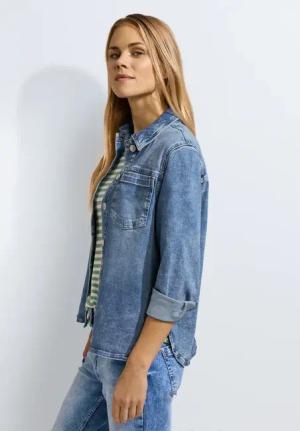Cecil Damen Jeans Overshirt in Blau, Gr: XXL