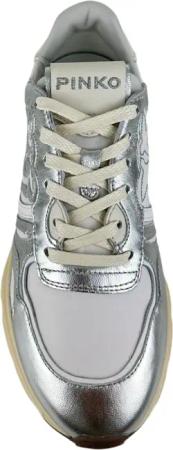 Pinko Low-Top Sneaker - Silver Leather-Mesh Blend Sneakers - Gr. 38 (EU) - in Weiß - für Damen