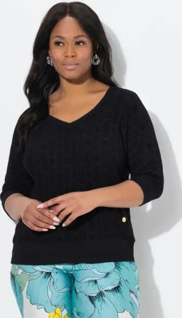 Ulla Popken Strickpullover Strickshirt 3D-Design Oversized
