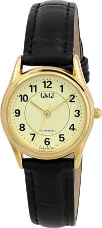 Q&Q Quarzuhr C49A Damenuhr mit Lederimitationsband