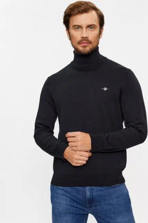 Gant Rollkragenpullover Classic Cotton Rollerneck 8030563 Schwarz Regular Fit