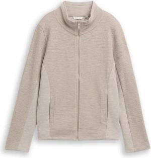 TOM TAILOR Damen Sweatjacke mit Stehkragen, braun, Meliert, Gr. XS