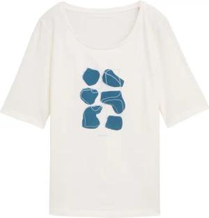 TOM TAILOR Damen T-Shirt mit Print, weiß, Uni, Gr. L