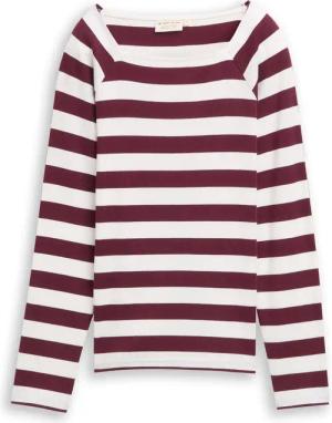 TOM TAILOR Damen Langarmshirt mit Streifenmuster, rot, Gestreift, Gr. XXXL