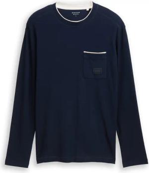 TOM TAILOR Herren 2-in-1 Langarmshirt aus Baumwolle, blau, Uni, Gr. S