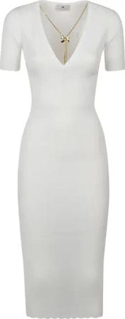 Elisabetta Franchi - Short Sleeve Dress White - Größe 42 - weiß