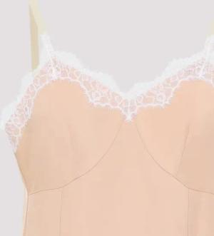 CARVEN - Nude Midi Dress With Lace Trim - Größe 36 - beige
