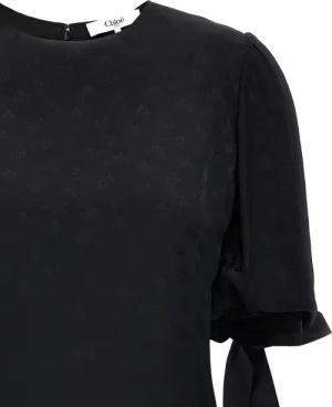 Chloé - Tonal Floral Print Viscose Dress - Größe 34 - schwarz