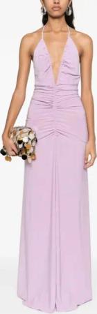 Mônot - Lavender Stretch Jersey Gathered Maxi Dress - Größe 40 - lila