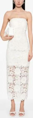 Rotate - Strapless Floral Lace Evening Dress - Größe 40 - weiß