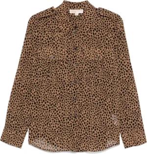 Michael Kors - Leopard-Print Long Sleeve Shirt With Button-Down F - Größe S - braun